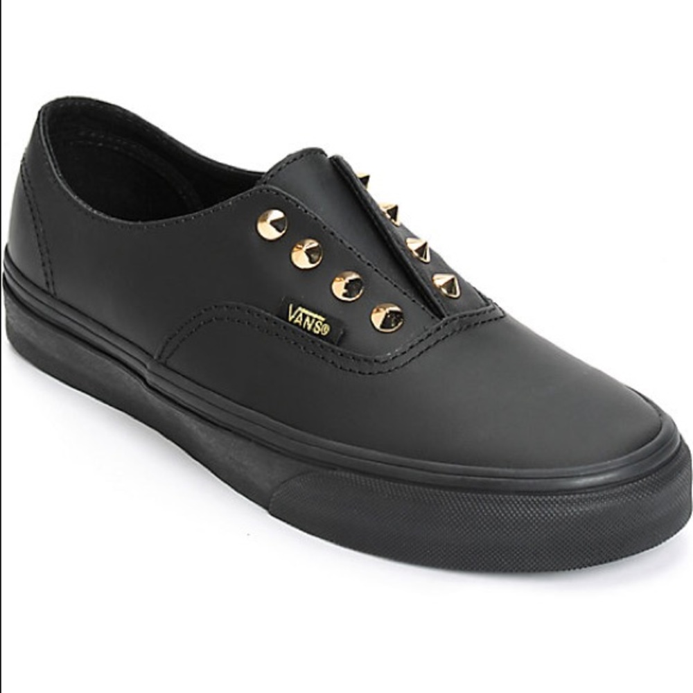 Black Slip On Vans with Gold Studs